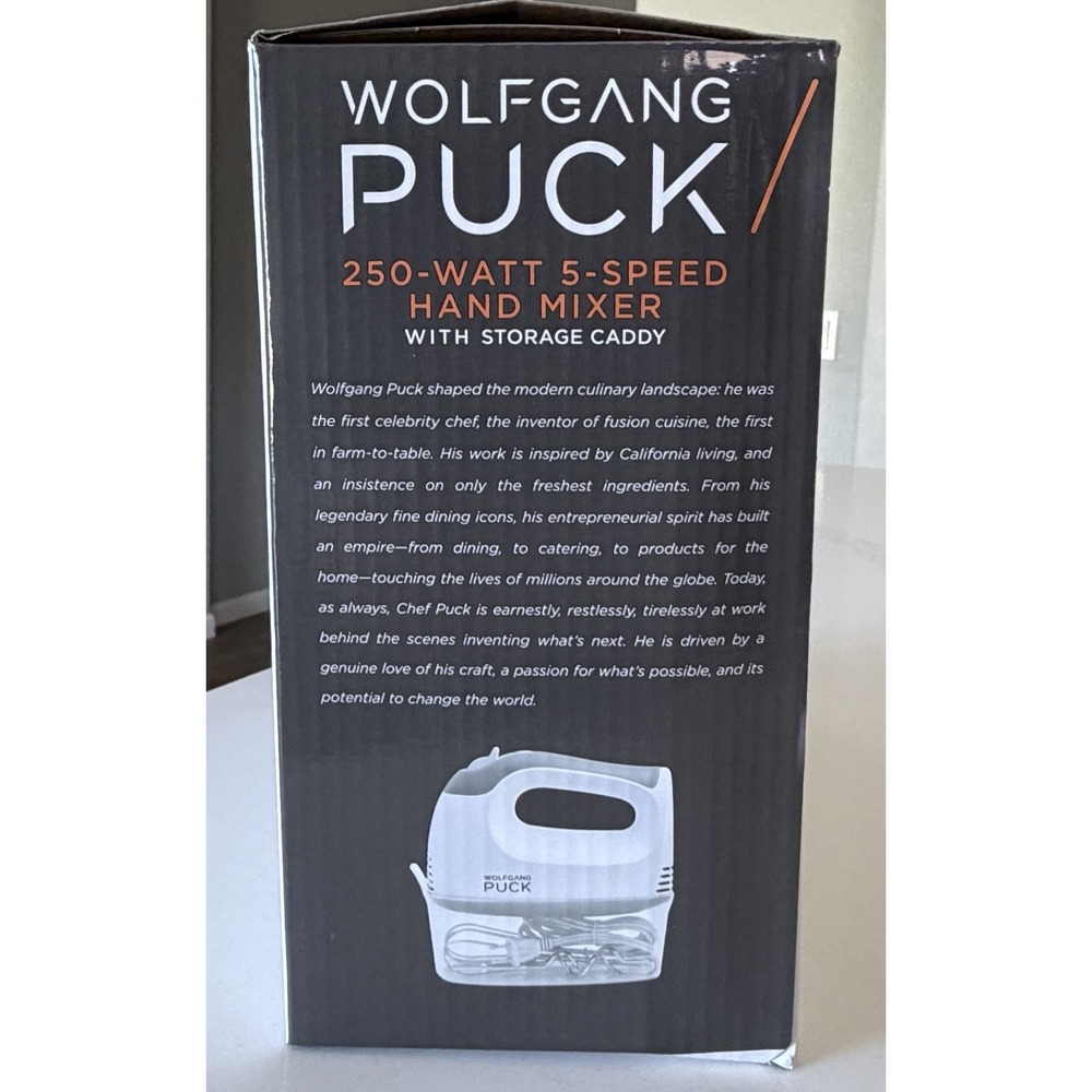 Wolfgang Puck 250W 5-Speed Hand Mixer White Gray with Storage Caddy - Picture 3 of 4